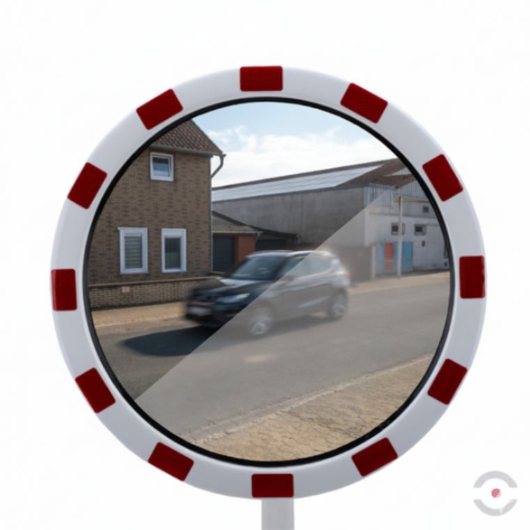 Lustro drogowe Dancop, Helsinki, inox, 60 cm, biało-czerwone, nieparujące