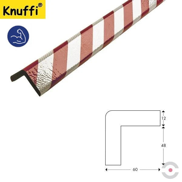 Elastyczny profil ostrzegawczo-ochronny Knuffi, typ H+, biały/czerwony, odblaskowy, 1000 mm