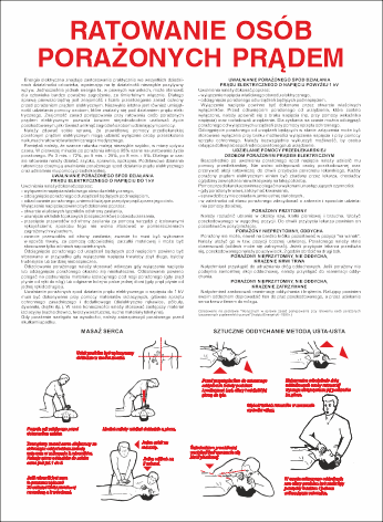 Instrukcja ratowania osób porażonych prądem elektrycznym 330x450 mm