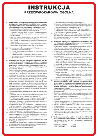 Instrukcja przeciwpożarowa ogólna 250x350mm P (IP02)