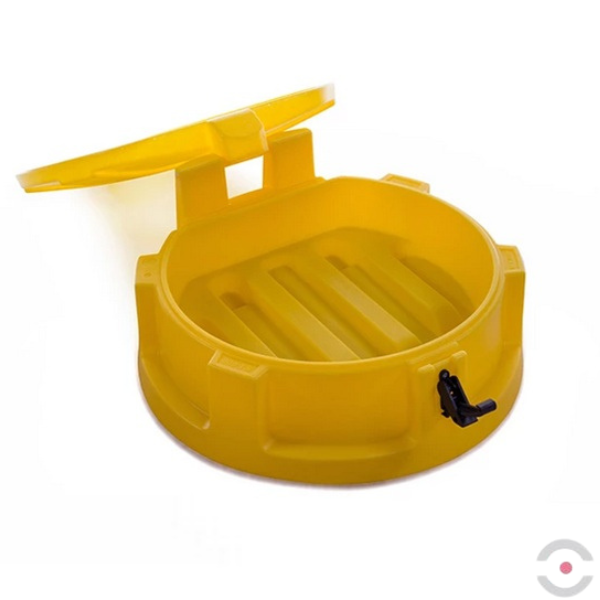 Lejek zamykany polietylenowy Topserw do beczek 200 l, żółty, DRUM FUNNEL