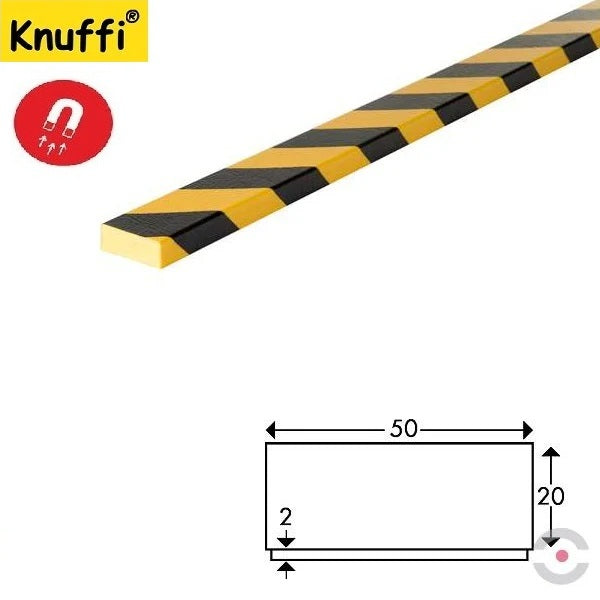 Elastyczny profil ostrzegawczo-ochronny Knuffi, typ D, magnetyczny, żółty/czarny, 1000 mm