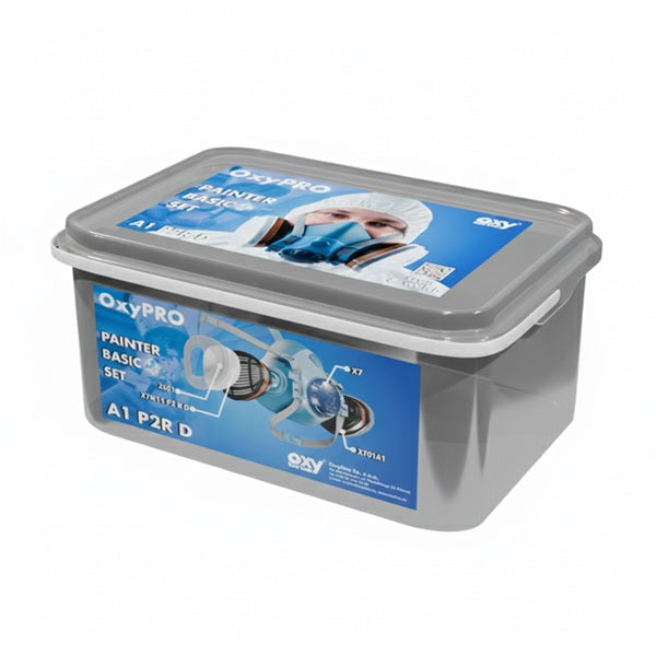 Zestaw ochronny OxyPro Painter Basic+ (półmaska L+pochłaniacz+prefiltry+pokrywy), wiaderko