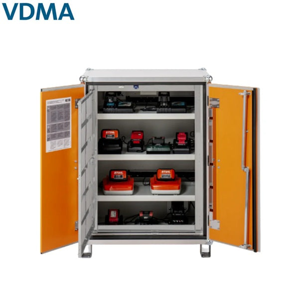 Szafa zabezpieczająca Topserw BATT M, ładowanie akumulatorów, 230V, 3 półki, 18 gniazd, nóżki, Basic 8/10, (VDMA 24994)