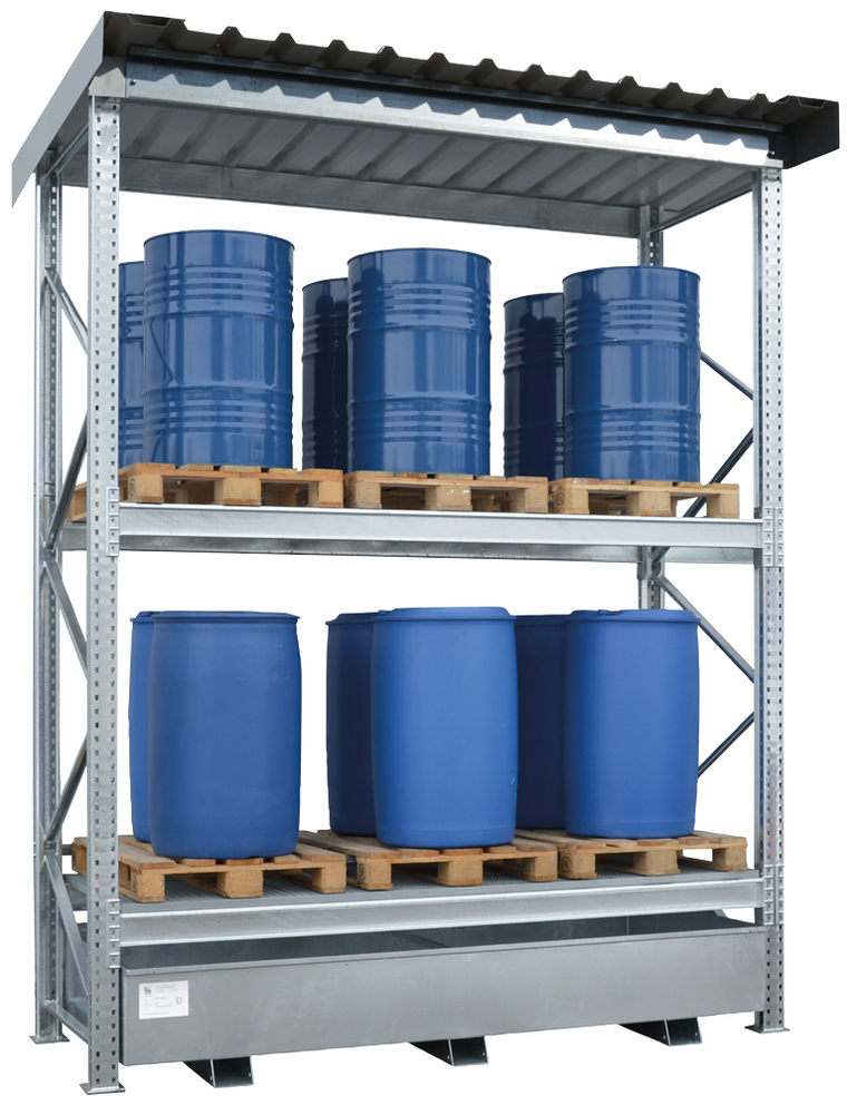 Regał paletowy Topserw, 1 moduł, 12*200 l / 4*1000 l, bez ścian