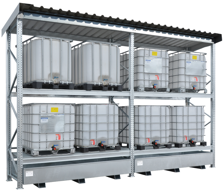 Regał paletowy Topserw, 2 moduły, 24*200 l / 8*1000 l, bez ścian