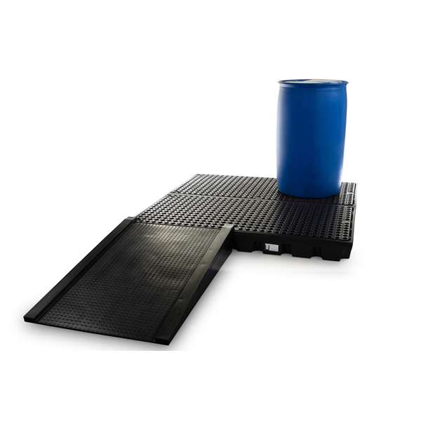 Platforma robocza polietylenowa Topserw 240 l, beczka 4*200 l, wanna wychwytowa, czarny, LOW