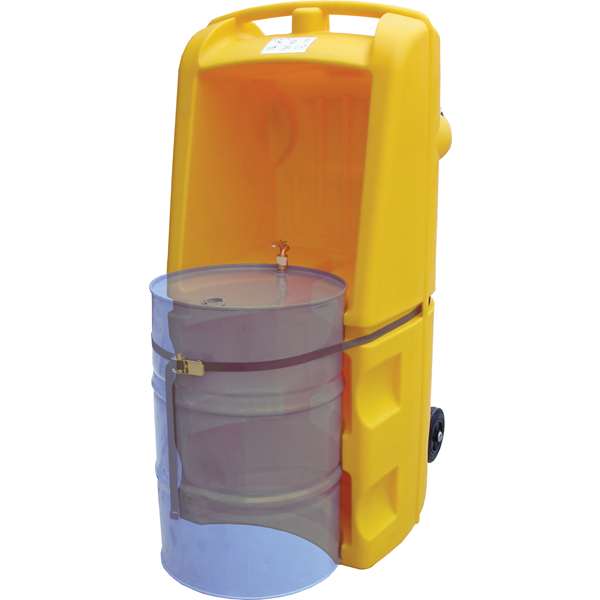 Mobilne stanowisko robocze, polietylenowe Topserw 250 l, beczka 1*200 l, żółty, DRUM TROLLEY