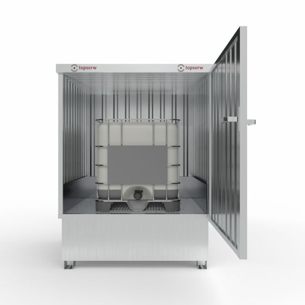 Magazyn chemiczny nieizolowany Topserw, SLH 1,5*1,5, S*G*W 1700*1700*2250 mm, 1000 l (1*KTC/IBC), galwanizowany, jednomodułowy