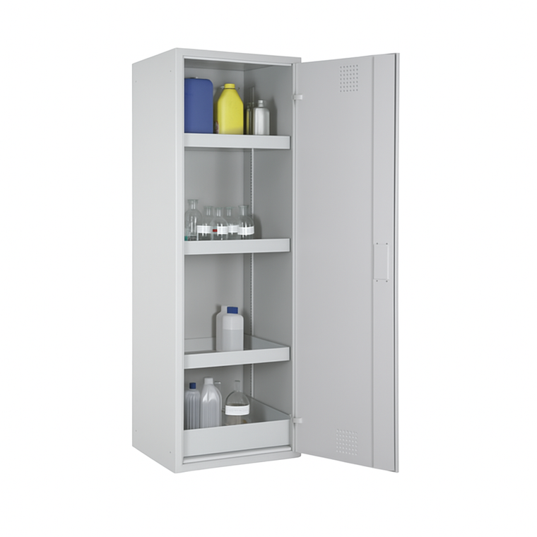 Szafa zabezpieczająca (trujące) Topserw SLIM S, 1-drzwiowa, CLA szare, 3 półki, CHS 600