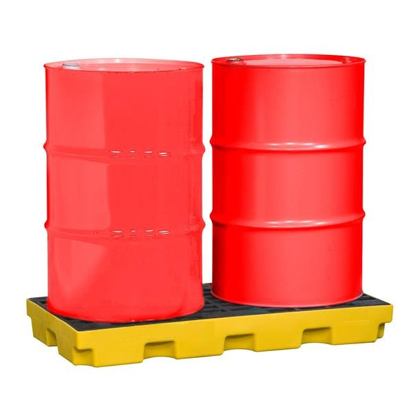 Platforma robocza Justrite 90 l, beczka 2*200 l, wanna wychwytowa, żółty, LOW