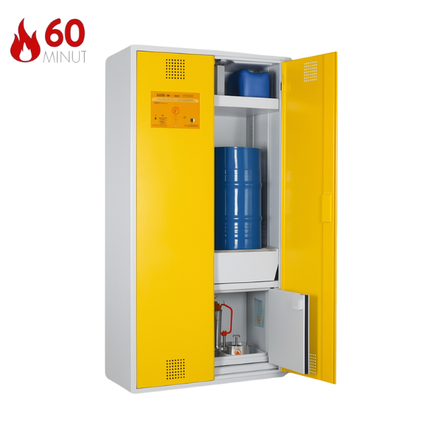 Szafa kombinowana Topserw COMBI-60 L, beczka 60 l, drzwi CLA żółte, CHS FAS, 60 min