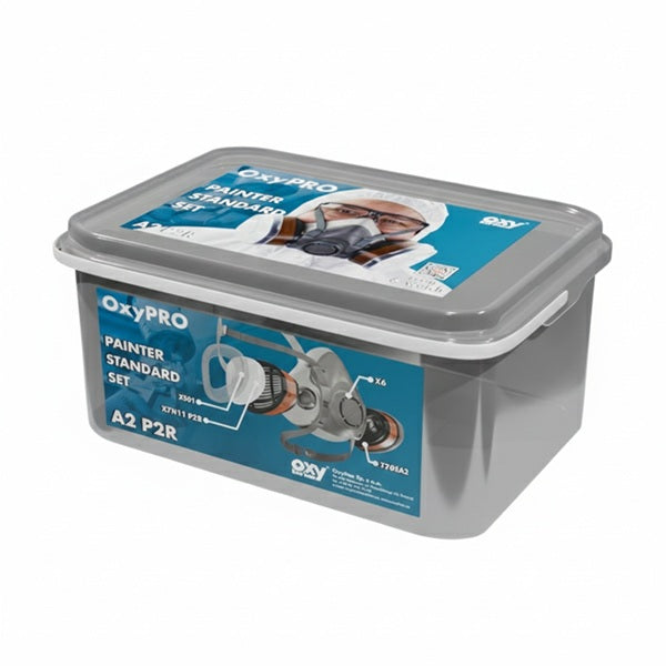 Zestaw OxyPro Painter Standard (półmaska L+pochłaniacz+prefiltry +pokrywy), wiaderko