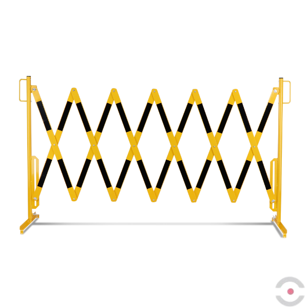 Bariera nożycowa, dł. 3600 mm, kółka, żółty/czarny