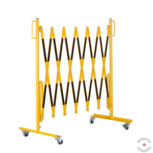 Bariera nożycowa, dł. 3600 mm, kółka, żółty/czarny