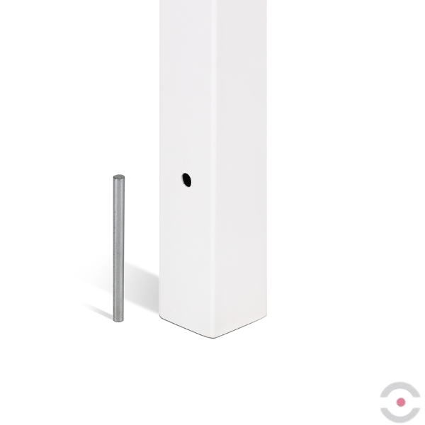 Słupek stalowy, kwadrat. 70*70 mm, wpuszczany, ocynkow. malow. biały/czerwony