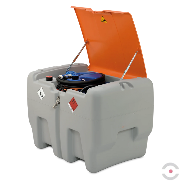 Mobilna stacja paliwa DIESEL/AdBlue, DT-Mobile Easy 440 l/50 l, pompa zanurzeniowa CENTRI SP30, 12V, 30 l/min, automatyczny pistolet, pokrywa