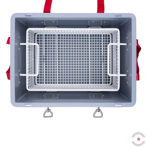 Plastikowy pojemnik transportowy Advanced XS-BOX Low, 8 l, wyjmowany kosz, 1*worek wypełniacza PyroBubbles