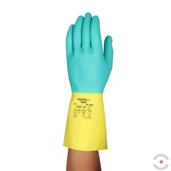 Rękawice przeciwchemiczne Bi-Colour Plus 87-900\Ansell, rozmiar 9, kolor zielony/żółty