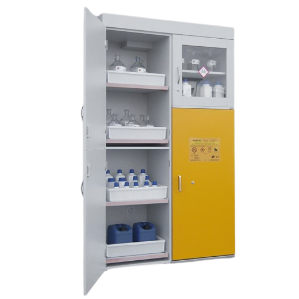Szafa kombinowana Topserw COMBI-90 XL, 6 wanienek, 3 moduły, drzwi CLA szare/żółte, LAB, 90 min