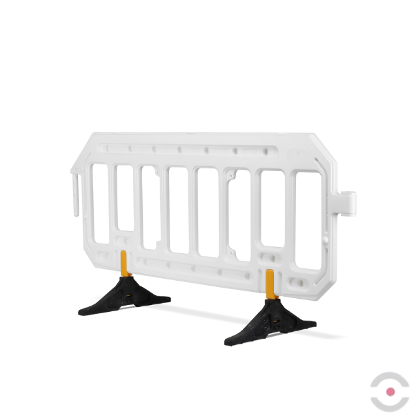 Bariera elementowa, polietylen, obrotowe stopy, folia odblaskowa, biały