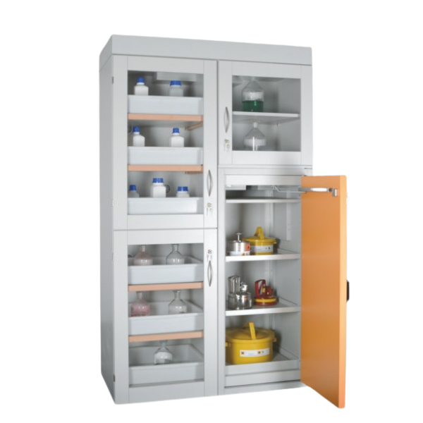 Szafa kombinowana Topserw COMBI-30 XL, 6 wanienek, 3 moduły, drzwi GL, szare/żółte, LAB, 30 min