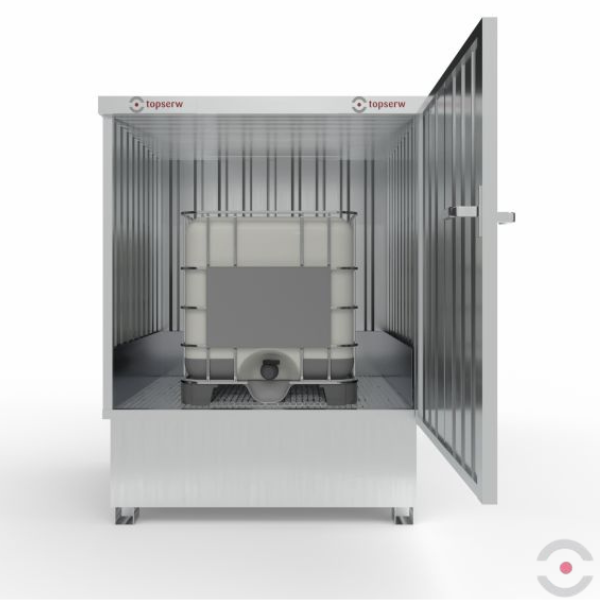 Magazyn chemiczny nieizolowany Topserw, SLH 1,5*1,5, S*G*W 1700*1700*2250 mm, 1000 l (1*KTC/IBC), galwanizowany, jednomodułowy