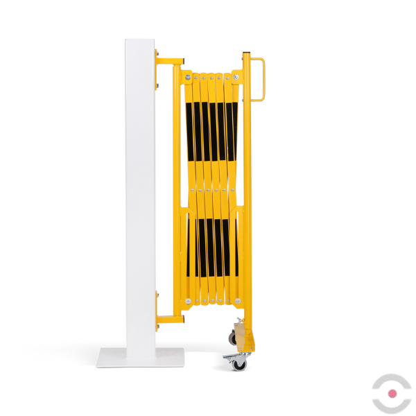 Bariera nożycowa, dł. 3600 mm, ścienna, kółka, czarny/żółty