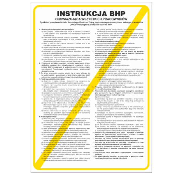 Instrukcja BHP obowiązująca wszystkich pracowników 250x350 mm