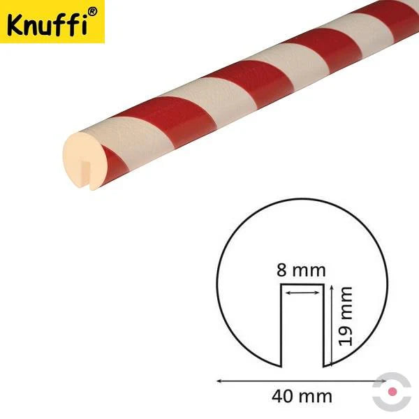 Elastyczny profil ostrzegawczo-ochronny Knuffi, typ B, biały/czerwony, 50 m