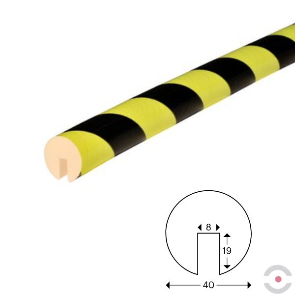 Elastyczny profil ostrzegawczo-ochronny Knuffi, typ B, neon/czarny, 1000 mm