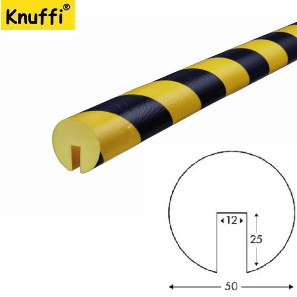 Elastyczny profil ostrzegawczo-ochronny Knuffi, typ B+, żółty/czarny, 1000 mm