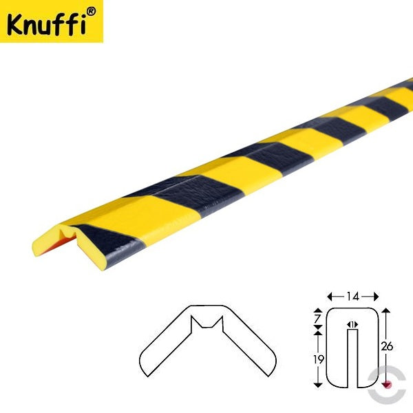Elastyczny profil ostrzegawczo- ochronny Knuffi, typ W, żółty/czarny, 1000 mm