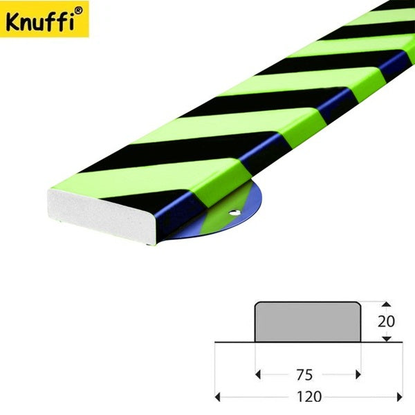 Elastyczny profil ostrzegawczo-ochronny Knuffi, typ S, naścienny, neon/czarny, 1000 mm