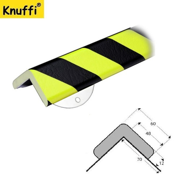 Elastyczny profil ostrzegawczo-ochronny Knuffi, typ H+, naścienny, neon/czarny, 1000 mm