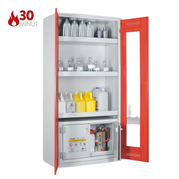 Szafa kombinowana Topserw COMBI-30 L, pojemniki, drzwi GL czerwone, CHS, 30 min