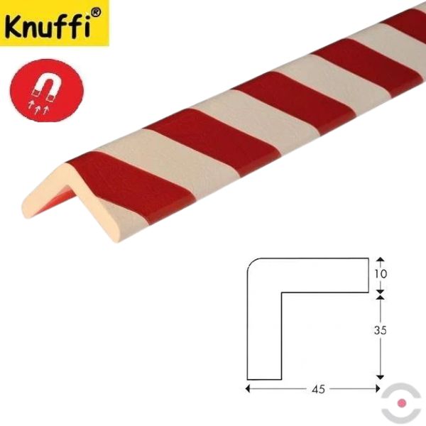 Elastyczny profil ostrzegawczo-ochronny Knuffi, typ H, magnetyczny, biały/czerwony, 1000 mm
