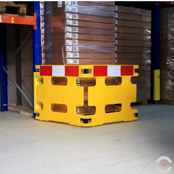 Bariera elementowa 3-częściowa, składana, polietylen, folia odblaskowa, żółta