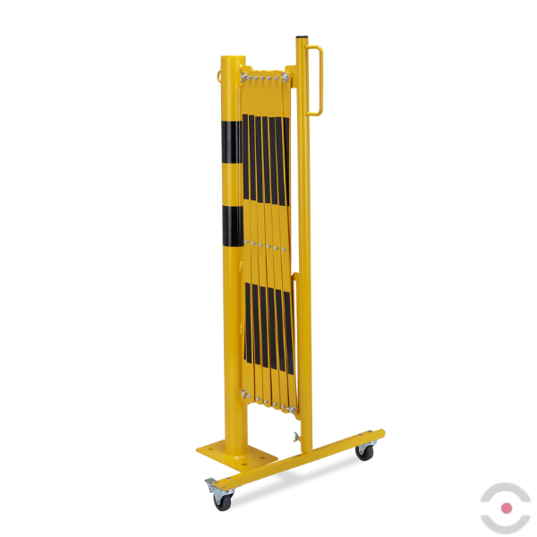 Bariera nożycowa, dł. 3600 mm, słupek śr. 60 mm, kółka, czarny/żółty