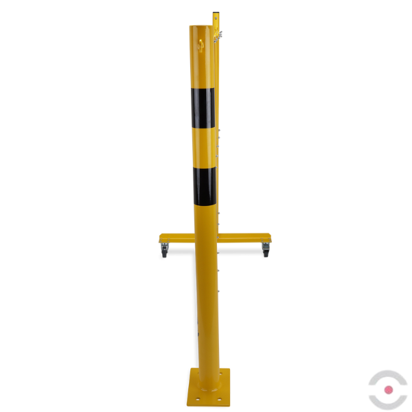 Bariera nożycowa, dł. 3600 mm, słupek śr. 60 mm, kółka, czarny/żółty