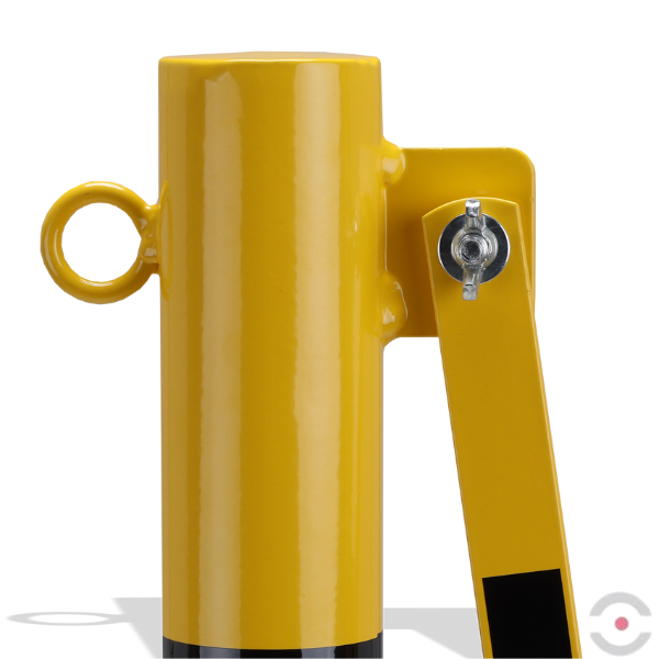 Bariera nożycowa, dł. 3600 mm, słupek przestawny śr. 60 mm, kółka, czarny/żółty