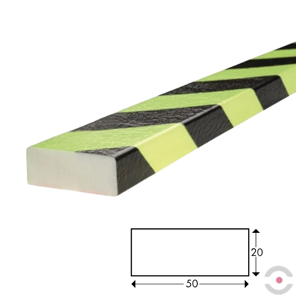 Elastyczny profil ostrzegawczo-ochronny Knuffi, typ D, magnetyczny, neon/czarny, 1000 mm