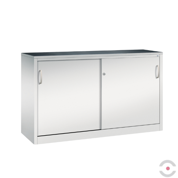 Szafa warsztatowa M, 2 półki, mata, drzwi przesuwne, ścianka działowa, W*S*G 1000*1600*500 mm, szary