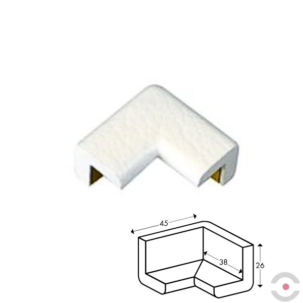 Narożnik ochronny blatu Knuffi, typ E2D, 2 wymiarowy, biały
