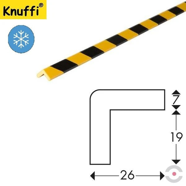 Elastyczny profil ostrzegawczo-ochronny Knuffi, typ E, mrozoodporny, żółty/czarny, 1000 mm