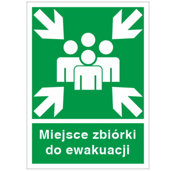 Znak ewakuacyjny Miejsce zbiórki do ewakuacji 150x205mm PT (18E)