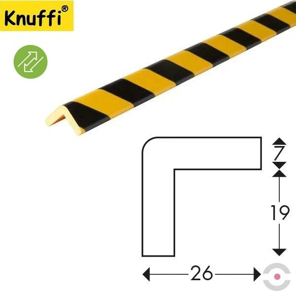 Elastyczny profil ostrzegawczo-ochronny Knuffi, typ E, wielokrotny montaż, żółty/czarny, 1000 mm