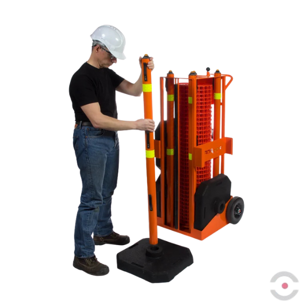 Przenośna barierka ochronna, 30 m, na kółkach