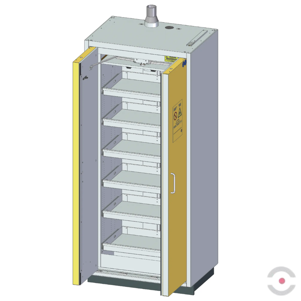 Szafa ognioodporna Topserw PRIME-90 L, 6 półek wysuwanych, drzwi CLA/O żółte, CLASSIC, 90 min