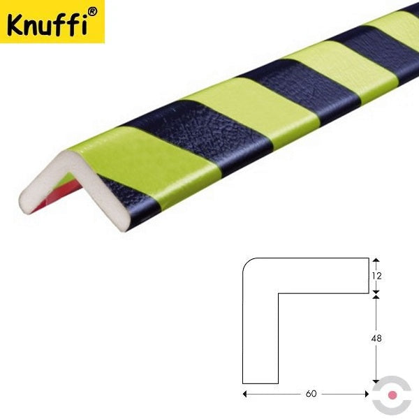 Elastyczny profil ostrzegawczo-ochronny Knuffi, typ H+, neon/czarny, 1000 mm